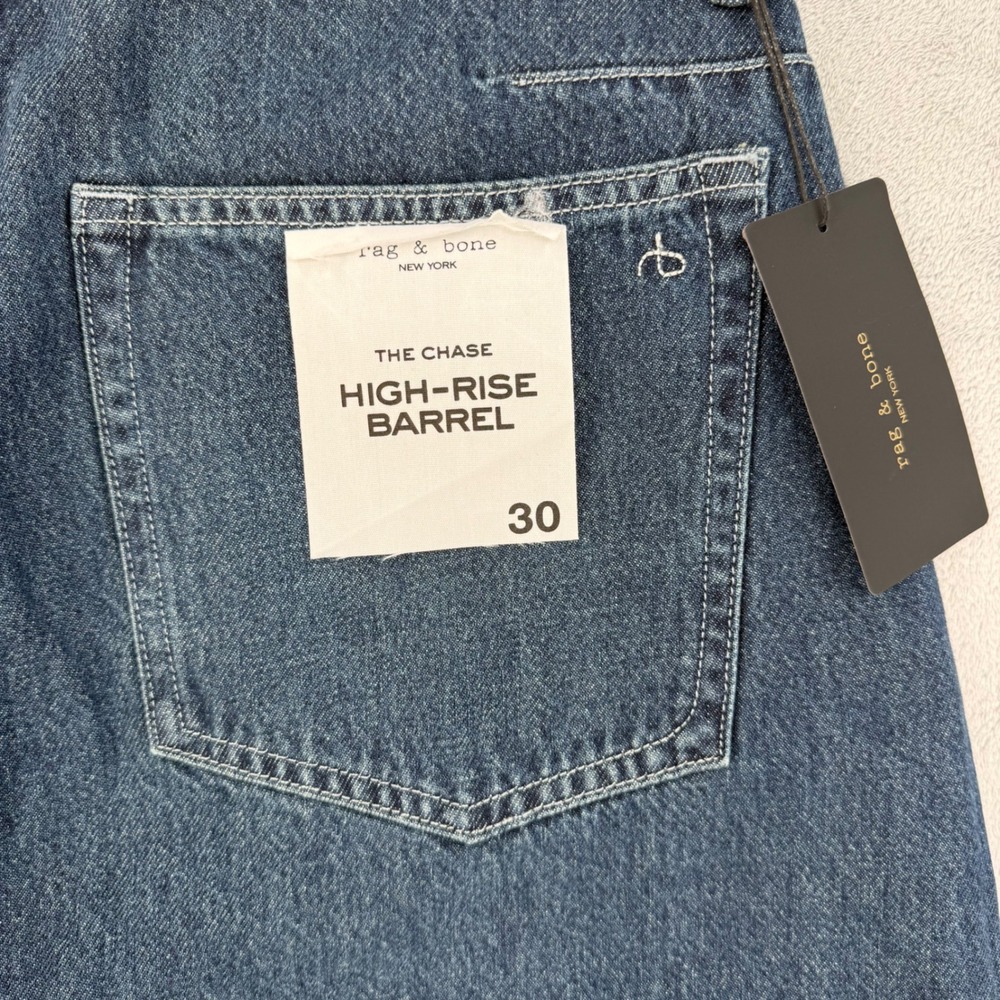 Rag & Bone Pants Jeans Womens 30 Chase High-Rise Barrel Grafton Blue Cropped Leg - Picture 11 of 16